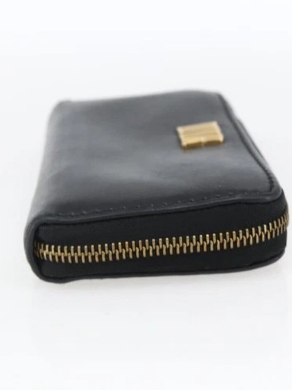 Christian Dior Round Long Wallet Leather Black Gold Auth am10801 - Picture 4 of 16